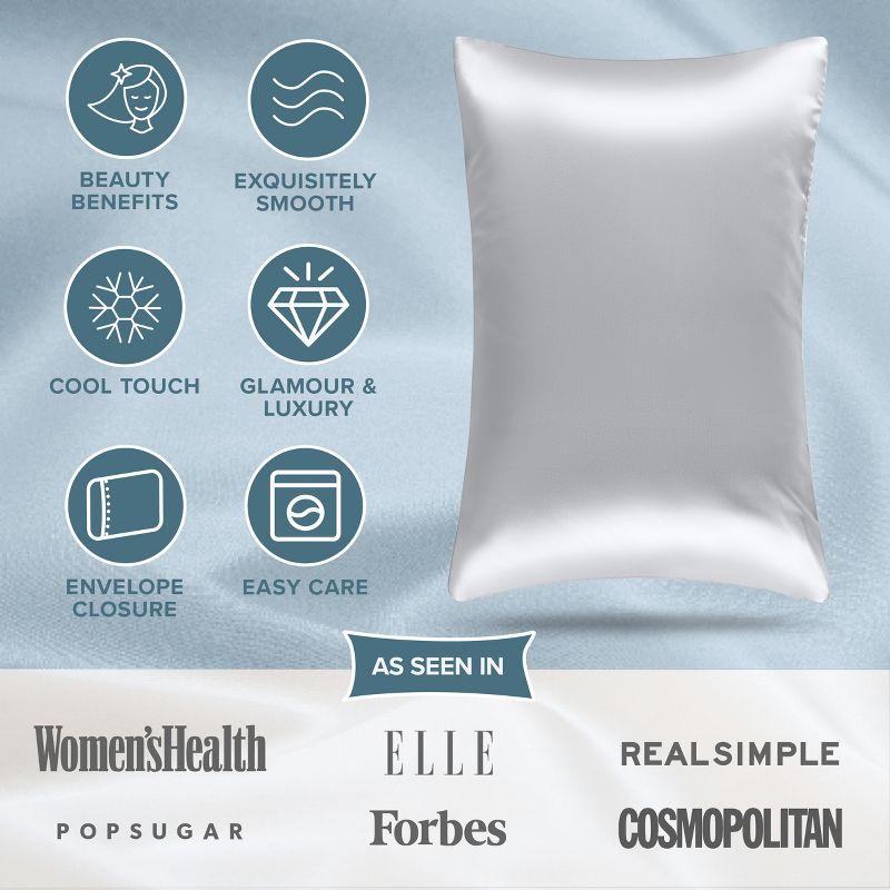 2 Pcs Standard - Envelope Silver Satin Pillowcase Set by Bare Home
