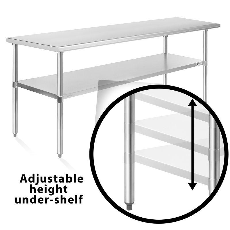 GRIDMANN 30" D x 34.5" H Stainless Steel Prep Station with Undershelf