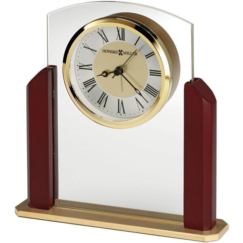 Gold and Red Quartz Table Clock with Rosewood Accents