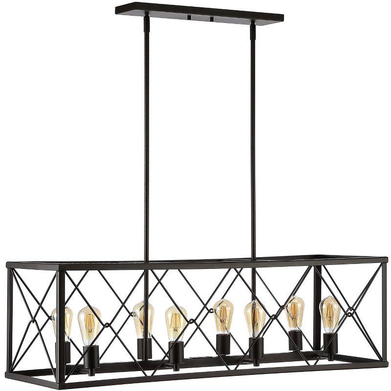 JONATHAN Y Galax 39" 8-Light Adjustable Iron Farmhouse Industrial LED Dimmable Pendant, Oil Rubbed Bronze