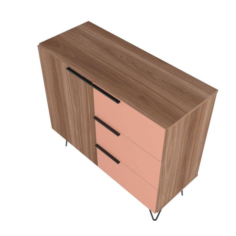 35.43" Beekman Dresser Brown/Pink - Manhattan Comfort: Splayed Metal Legs, Mid-Century Storage