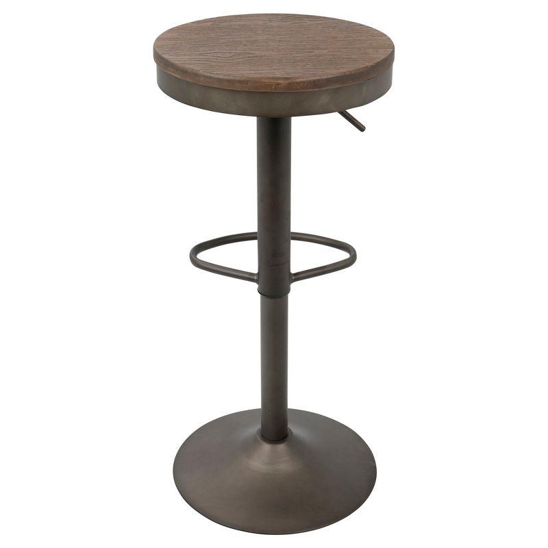 Set of 2 Dakota Adjustable Industrial Barstools Antiqued Wood - Lumisource: Metal Frame, 22.75" to 30.75" Height Range
