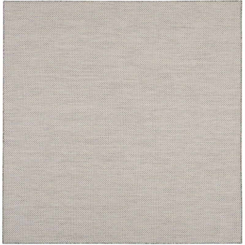 Ivory Silver Geometric 6 ft Square Outdoor Rug