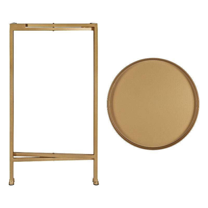 Kate and Laurel Celia Round Metal Tea Table, 14x14x25.75, Gold
