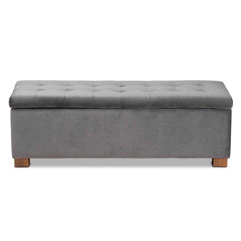 Roanoke Velvet Upholstered Grid Tufted Storage Ottoman Bench - Baxton Studio