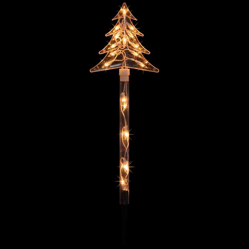 Northlight Seasonal Lighted Star Christmas Pathway Marker with Lawn Stakes White Wire - Clear Lights (Set of 4)