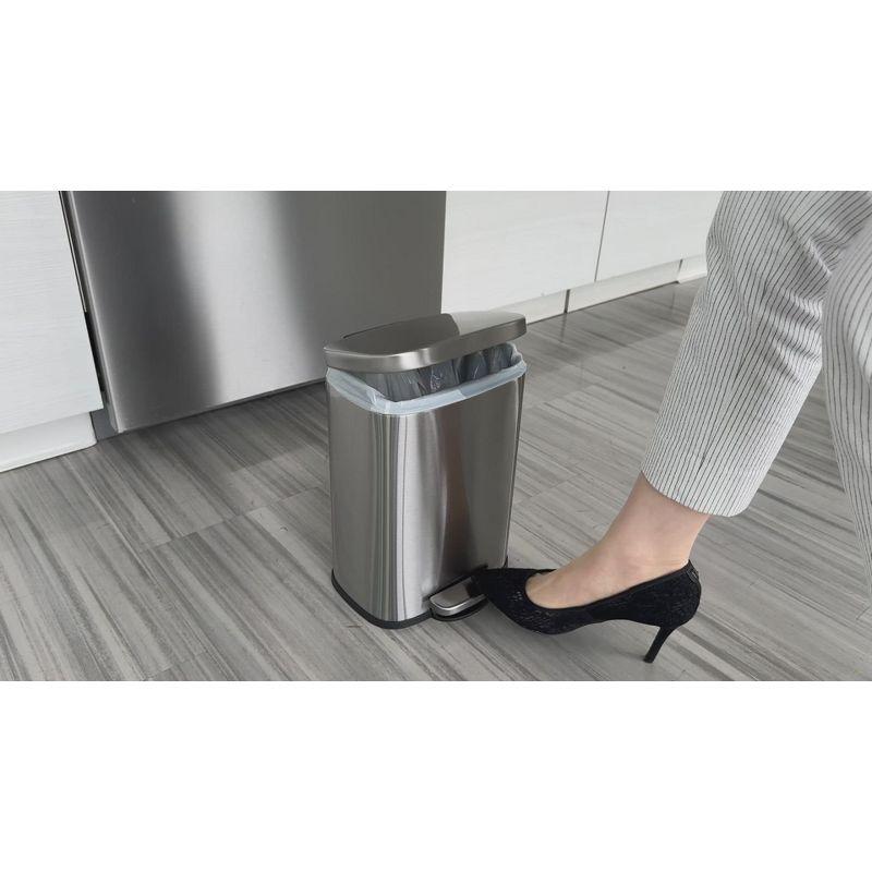 iTouchless SoftStep Step Pedal Bathroom Trash Can with Removable Inner Bucket 1.32 Gallon Silver Stainless Steel