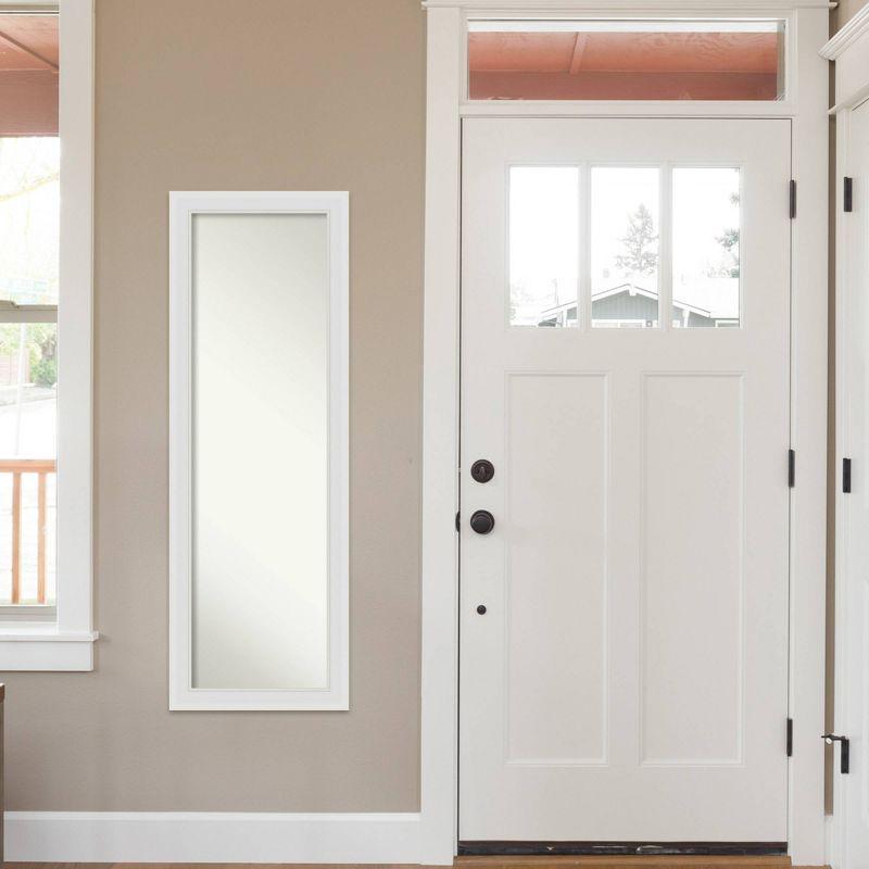 18" x 52" Flair Framed On the Door Mirror Soft White - Amanti Art: Modern Rectangle, Polystyrene Frame, No Assembly Required