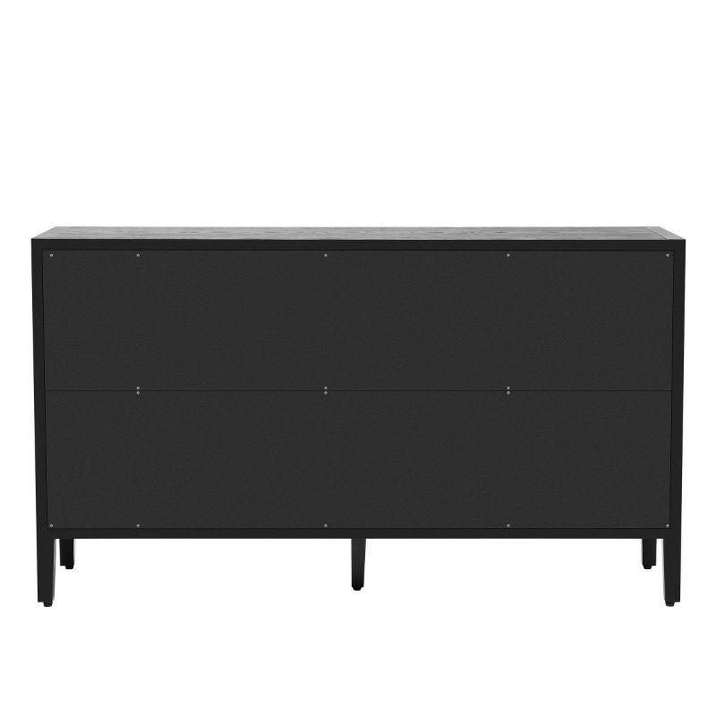 Wood Storage Cabinet With Three Tempered Glass Doors And Adjustable Shelf, Modern Accent Cabinet Black-Cuddlewood
