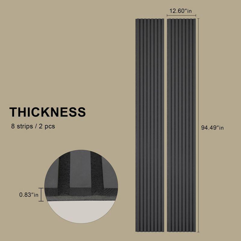 2-Pack 94.49 x 12.6 in. Solid Wood Acoustic Slat Wall Panel for Modern Interior Decor, TV Background, Living Room (Black)