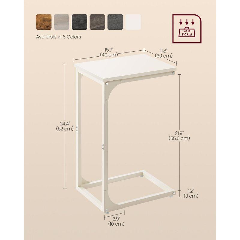 VASAGLE C-Shaped End Table, Small Side Table for Couch, Sofa Table with Metal Frame, Cream White