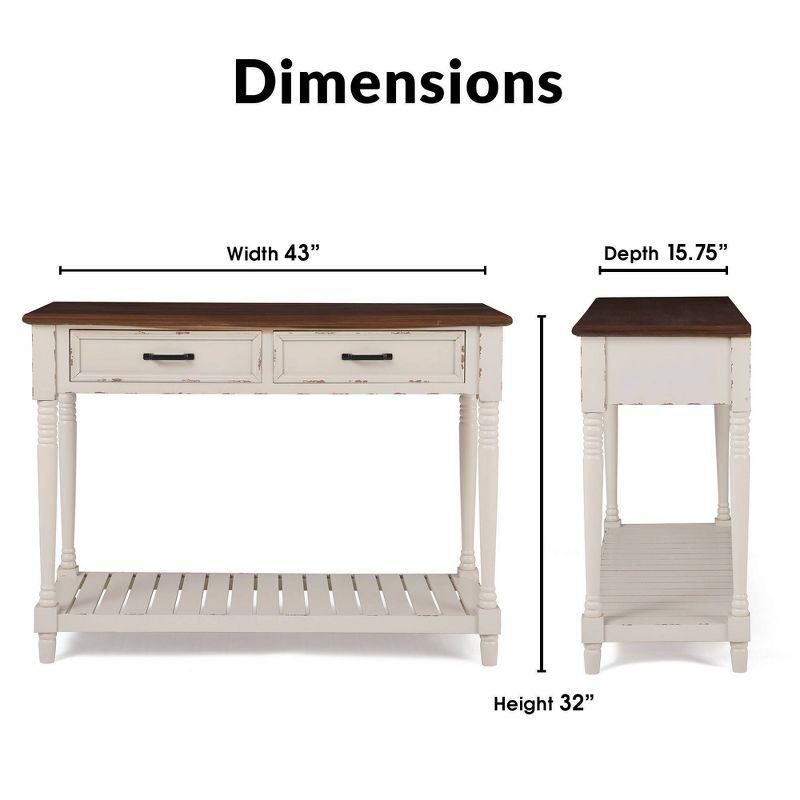 Baker Console Table Antique White - ClickDecor: Modern Distressed Sofa Table with Storage Drawer & Wood Legs