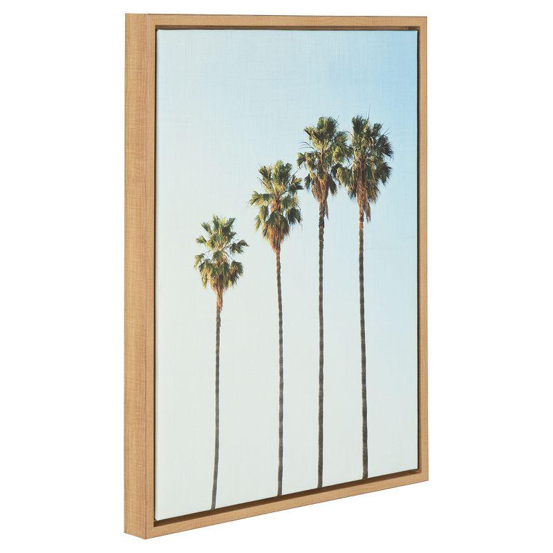 Natural Framed Four Palm Trees Canvas Wall Art