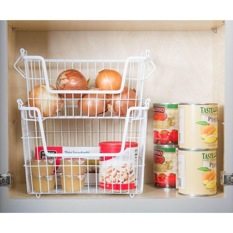 Metal Basket White Rectangle Large 13X10X11