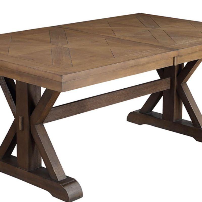 Pascaline 72-96" Dining Tables Gray Fabric, Rustic Brown and Oak - Acme Furniture