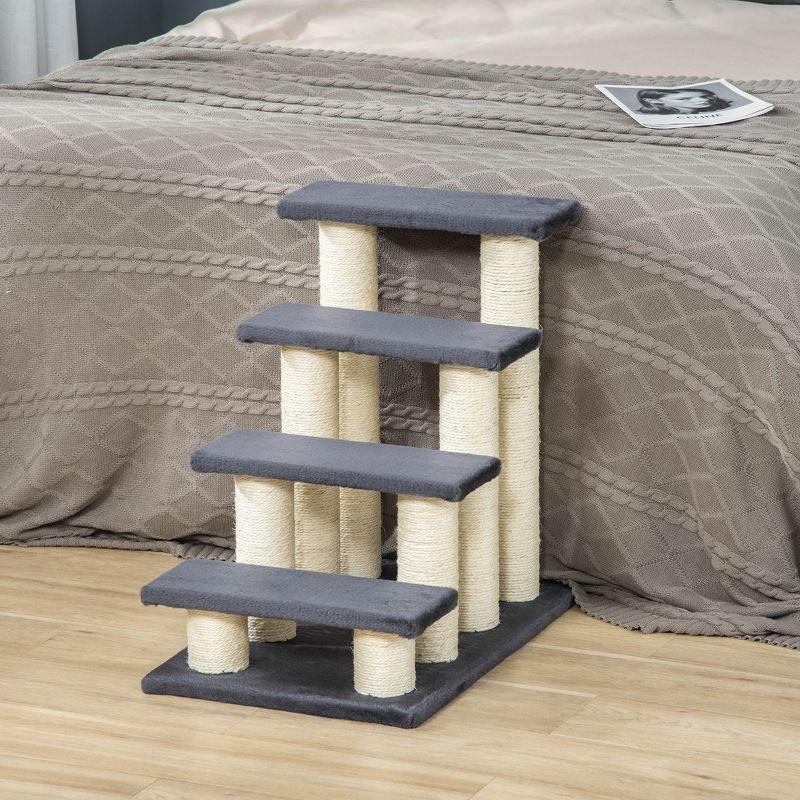 Gray Sisal Stair-Shaped Cat Tree with Scratching Posts