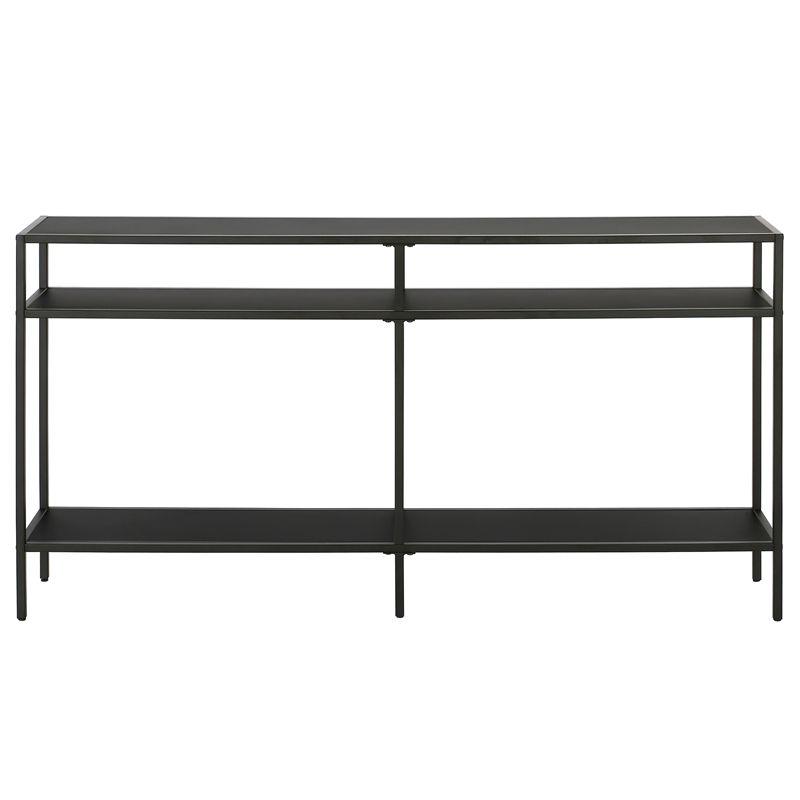 55" Black Bronze Console Table with Metal Shelves - Henn&Hart