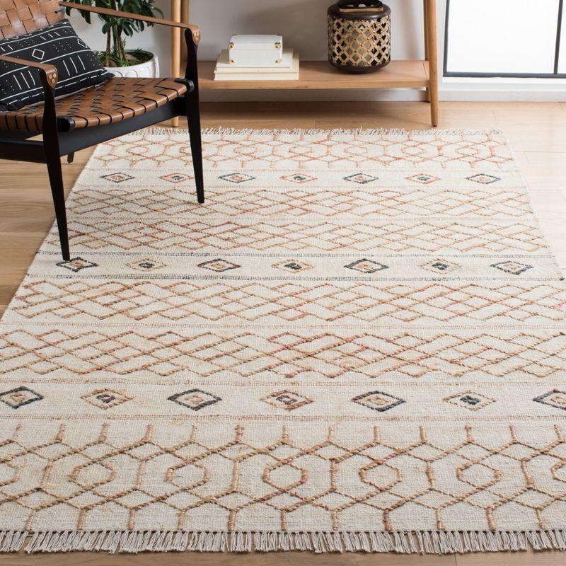 Ivory Geometric Handwoven Natural Fiber 5' x 8' Area Rug