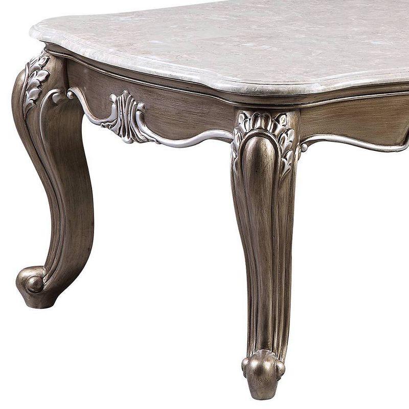 Elozzol Rectangular Marble Top Antique Bronze Coffee Table