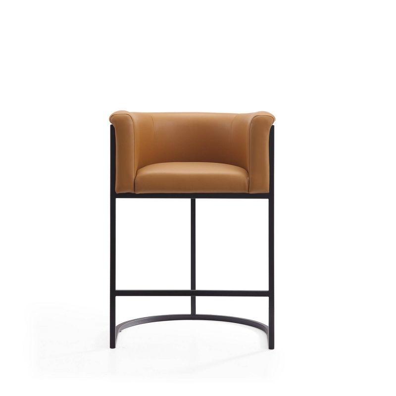 Cosmopolitan Metal Counter Height Barstool Camel - Manhattan Comfort: Upholstered, Low Back, Armrest, Footrest
