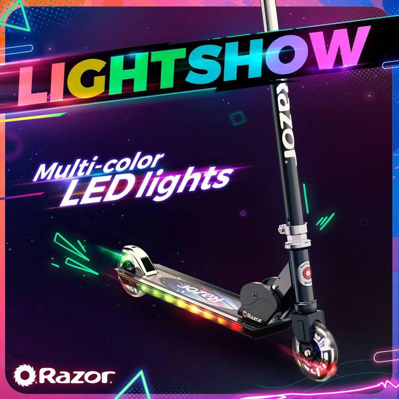 Razor A+ 2 Wheel Scooter with LED Lights - Black: Aluminum Frame, Urethane Wheels