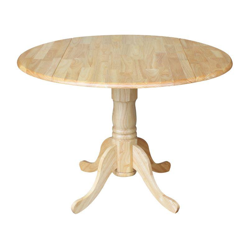 Natural Wood Round Dual Drop Leaf Dining Table