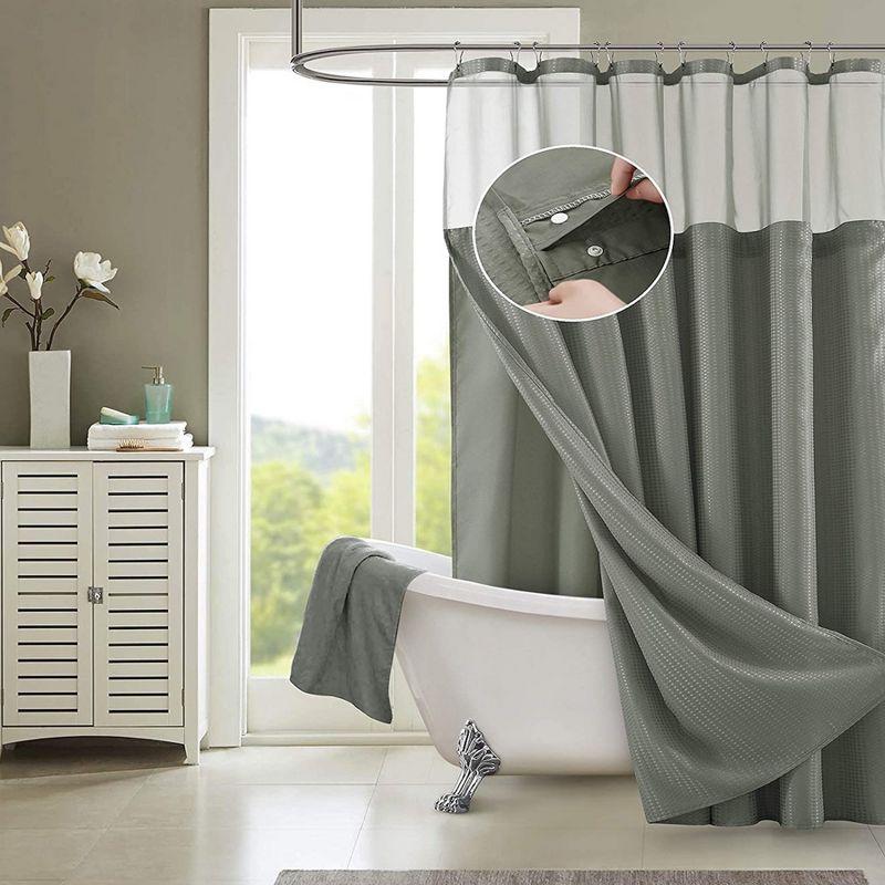 Dainty Home Complete Shower Curtain With Detachable Liner - Grey