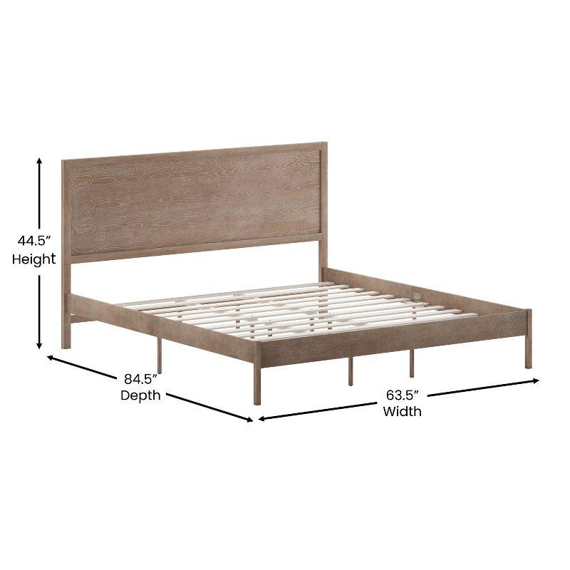 Flash Furniture Asher King Size Solid Wood Platform Bed with Wooden Slats and Headboard, No Box Spring Needed, Light Brown