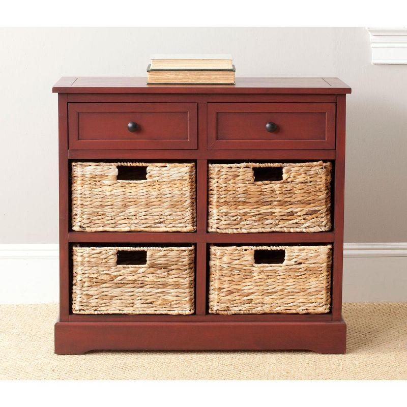 Herman Storage Unit with Wicker Baskets - Red - Safavieh.