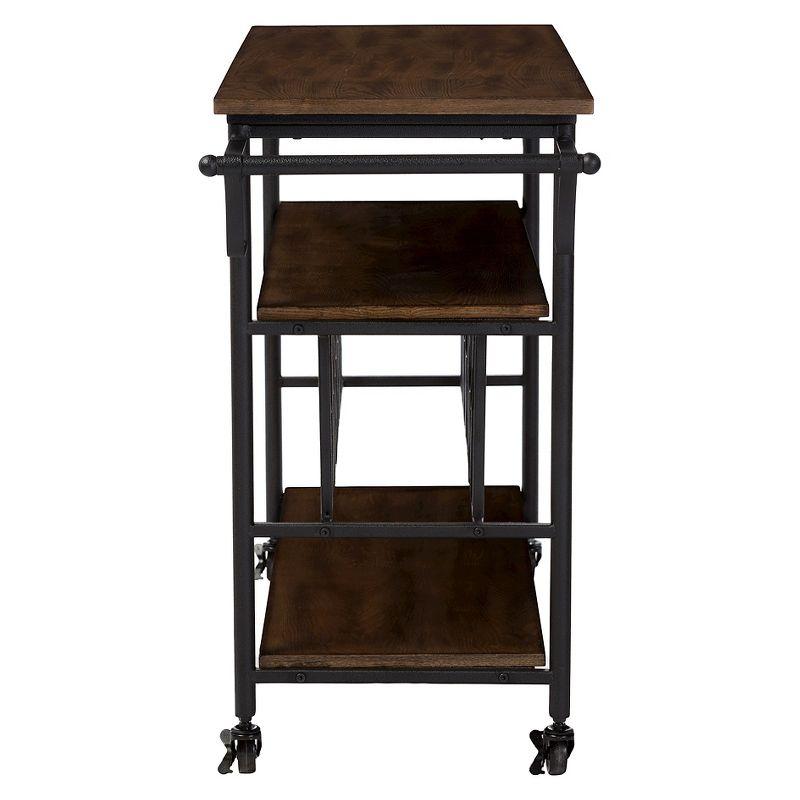 Bradford Industrial Antique Black Distressed Wood Bar Cart: Glass Racks, Towel Holders - Baxton Studio