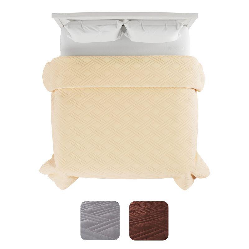 Ivory Microfiber Twin Quilted Coverlet for Adults