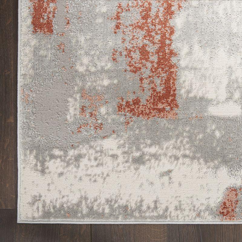 Handmade Grey Brick Abstract Synthetic Area Rug