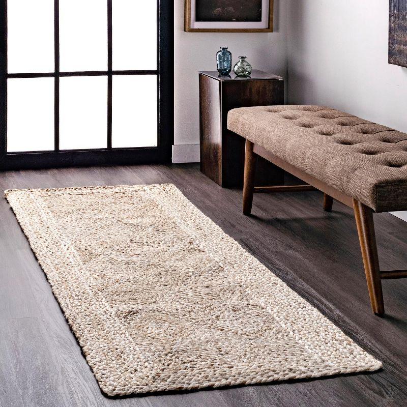 Handmade Gray Jute Trellis Area Rug 5' x 8'