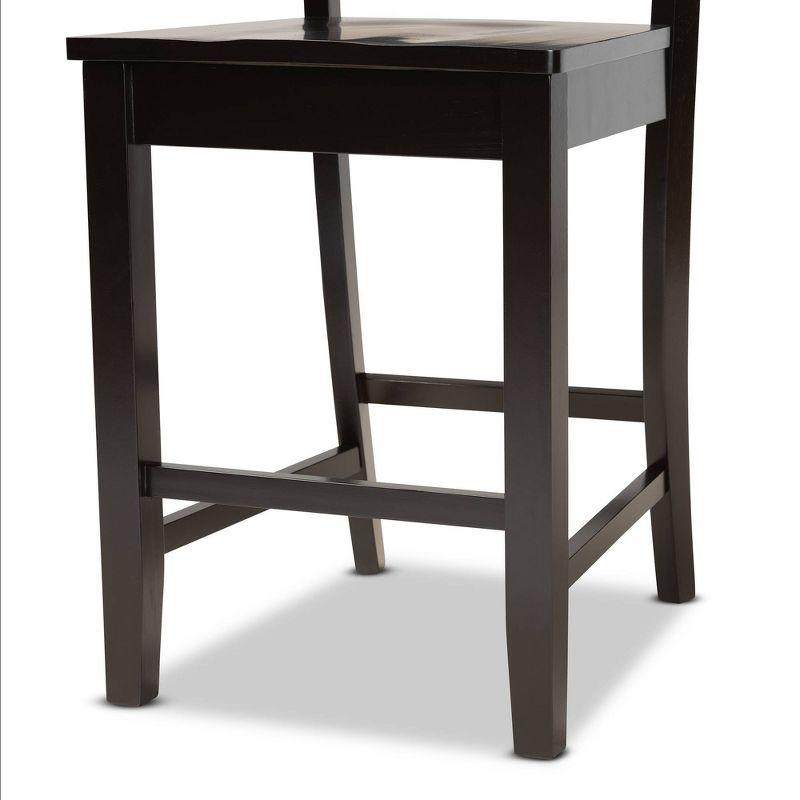 Nicolette Dark Brown Wood Contemporary Counter Stool Set