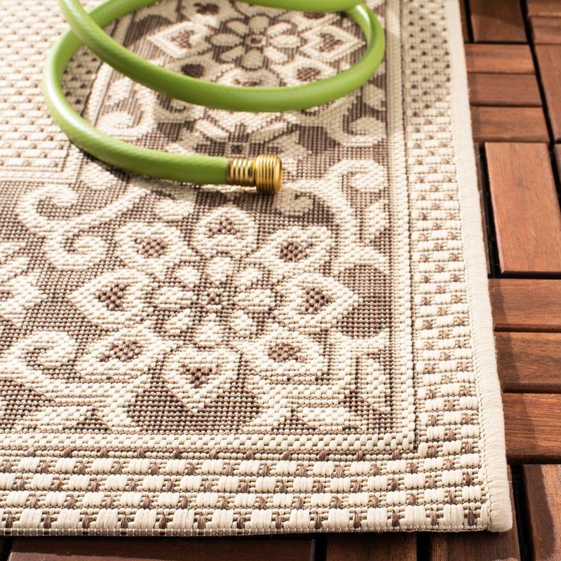 Modern Elegance Cream & Chocolate 8'x11' Easy-Care Outdoor Rug