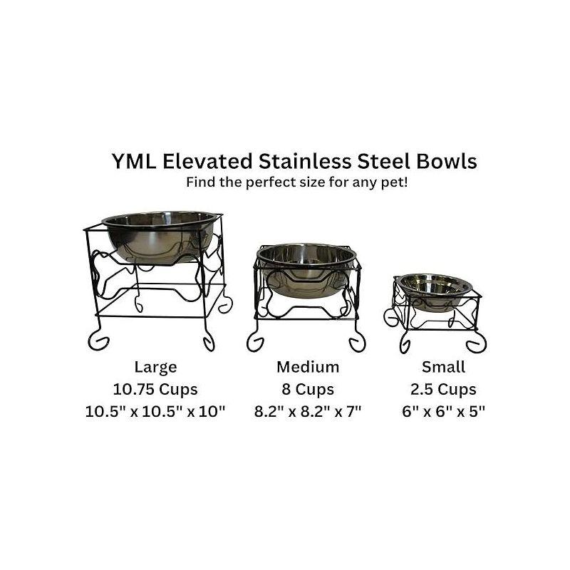 YML 5-Inch Wrought Iron Stand with Single Stainless Steel Feeder Bowl