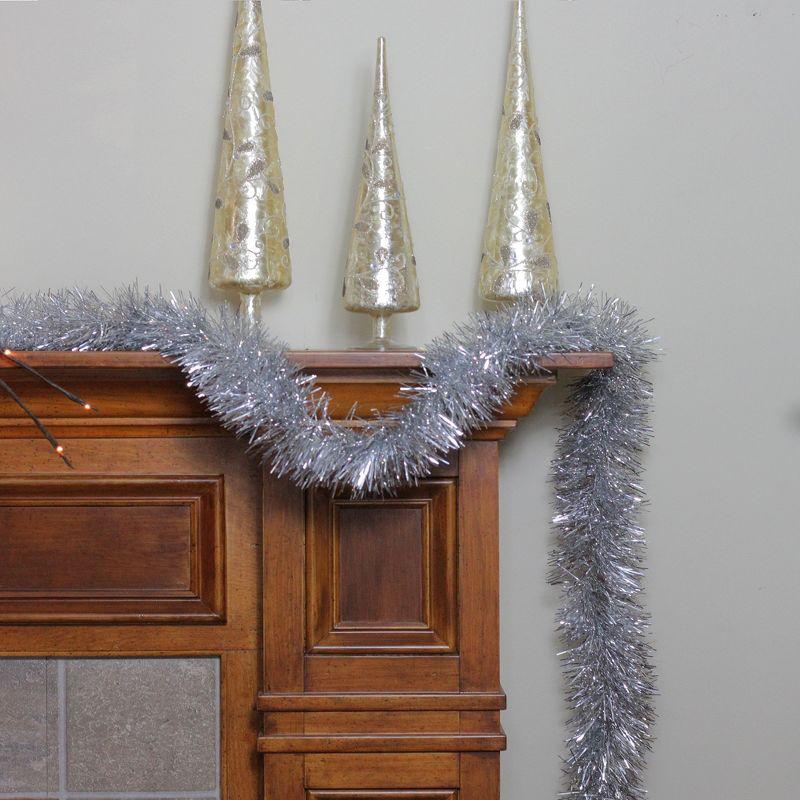 Northlight 50' x 4" Unlit Shiny Silver 6-Ply Foil Tinsel Christmas Garland