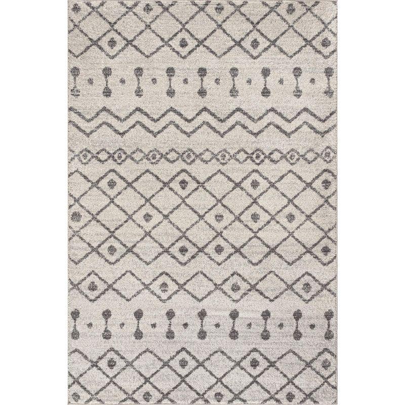 8'x10' Aksil Moroccan Beni Souk Area Rug, Cream/Gray - JONATHAN Y