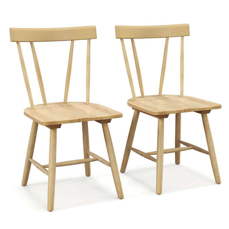 Natural Rubber Wood High Back Windsor Side Chairs