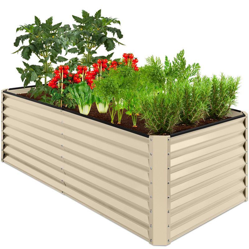 Beige 6x3x2ft Powder-Coated Steel Outdoor Raised Garden Bed