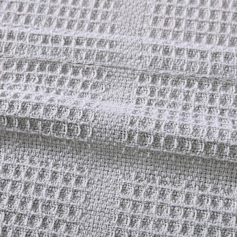 Luxurious King-Sized Gray Cotton Knitted Waffle Blanket