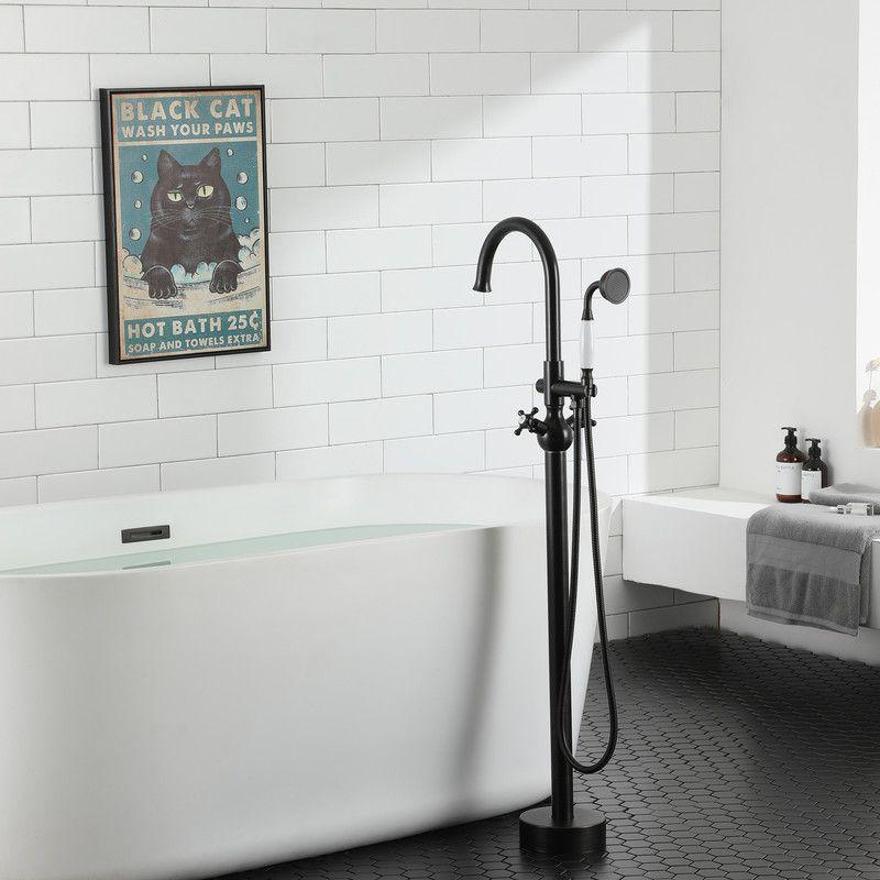 CASAINC Freestanding 2 Handles High Flow Bathtub Faucet with Hand Shower