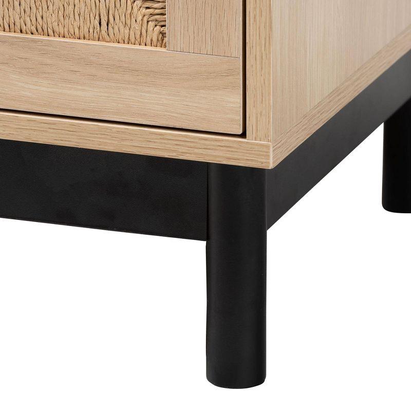 Baxton Studio Cherelle 2 Drawer End Table Light Brown/Black:Nightstand, Particle Board Construction