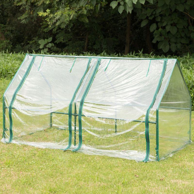 Medium Green Waterproof Portable Plant Greenhouse with Clear Windows