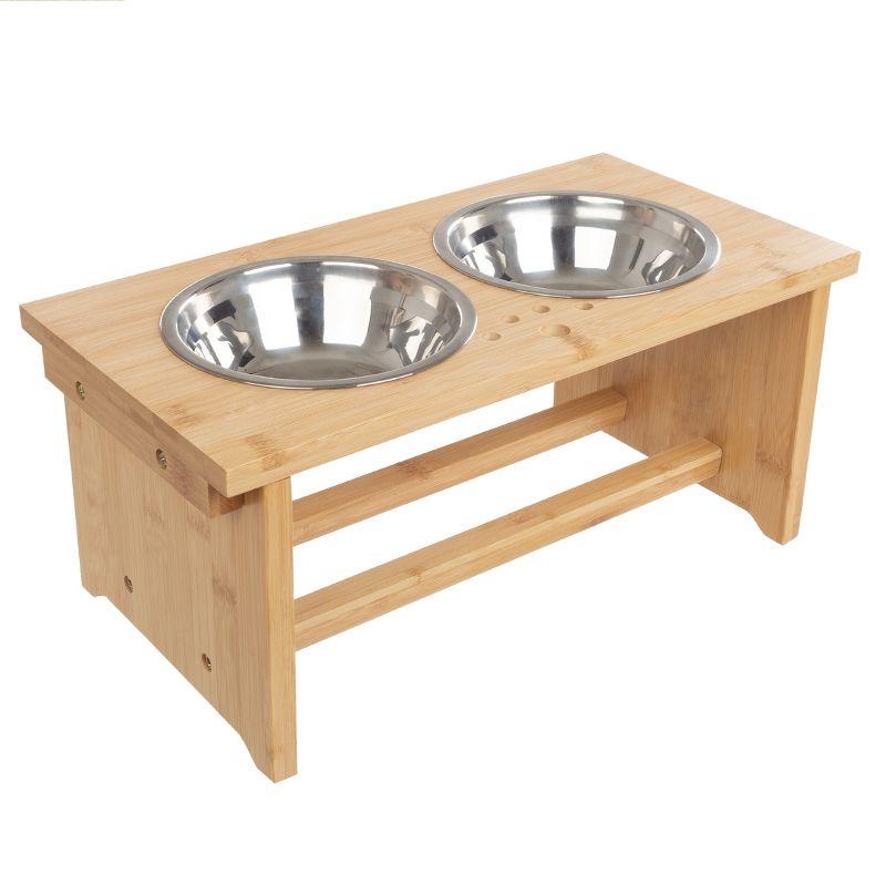 PETMAKER Elevated Dog Bowls with Bamboo Stand