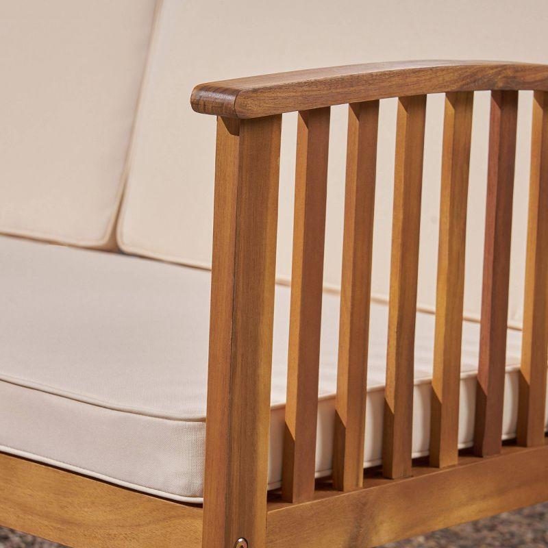 Carolina Acacia Wood Patio Sofa Teak - Christopher Knight Home: Weather-Resistant Outdoor Couch with Cushions