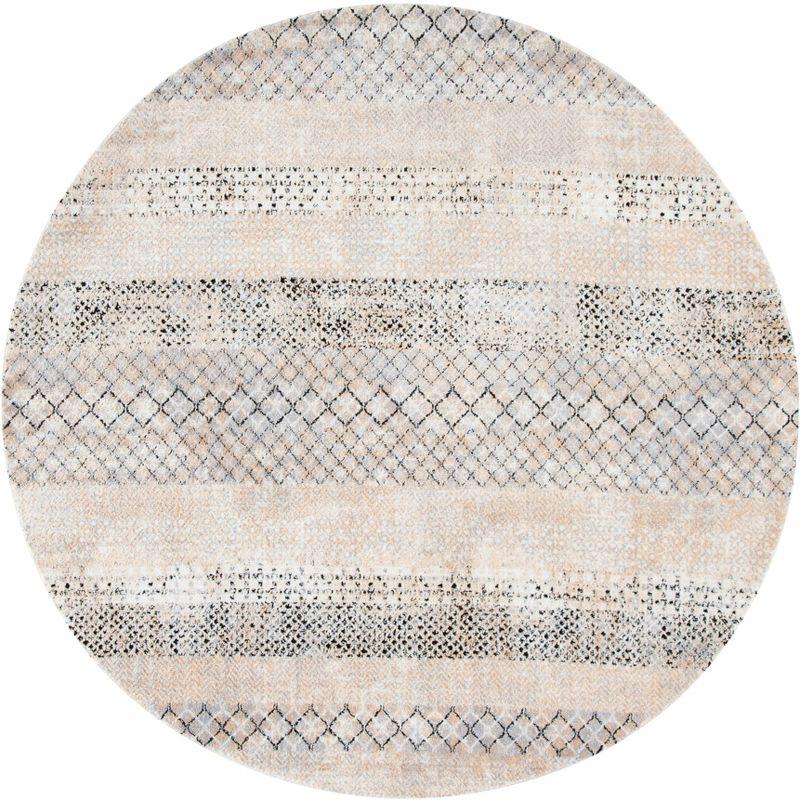 Amelia Round Grey and Gold Hand-Knotted Synthetic Rug