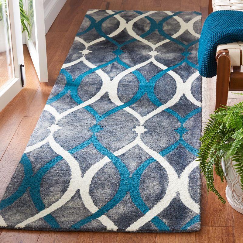 Gray and Blue Hand-Tufted Wool Runner Rug