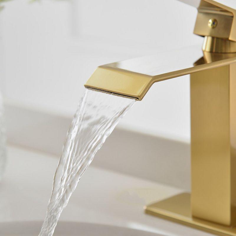 Brushed Gold Single-Handle Waterfall Bathroom Faucet with Pop-Up Drain