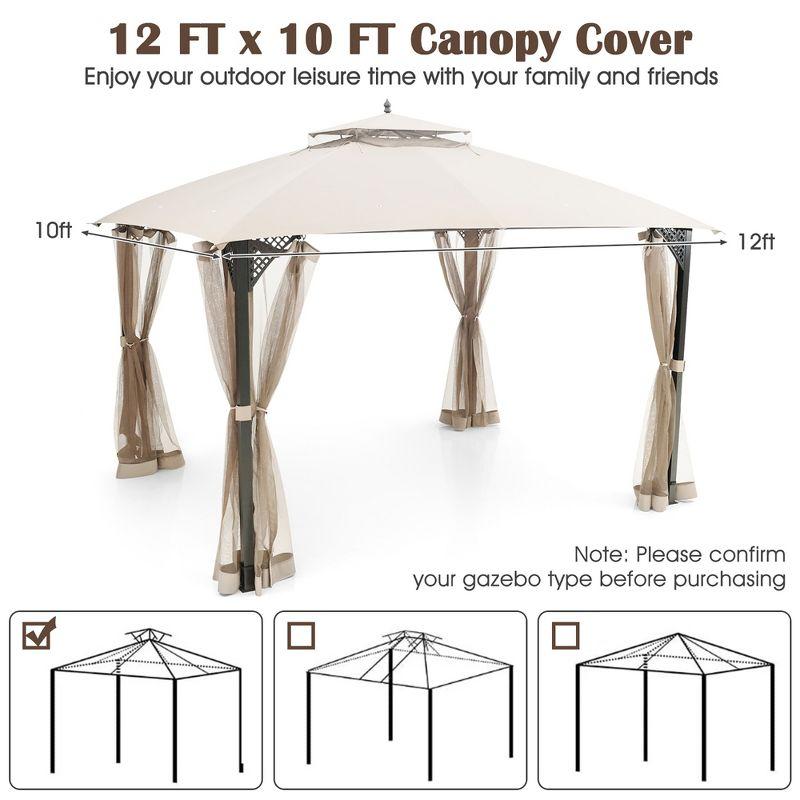 Beige Polyester 10' x 12' Patio Gazebo Replacement Top Cover